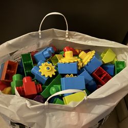 HUGE Grocery bag Full Of Little Kids Blocks. 