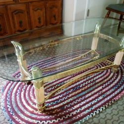 TOMMASO BARBI POSTMODERN ITALIAN BRASS TUSK COFFEE TABLE