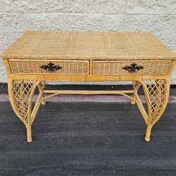 Vintage Boho Chic Wicker & Rattan Desk