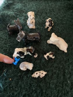 Antique Lot Of Glass Dogs 10 Total