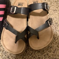 Adidas Pink And Black Size 8 And Sandals