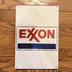 1pc Exxon Vintage Metal Wall Sign Retro Gas & Oil Logo Tin Metal Signs 8”x12”