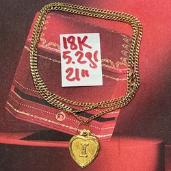 18K Solid Gold Chain and Pendant For Wedding 5.2Gr 21 Inches Long 