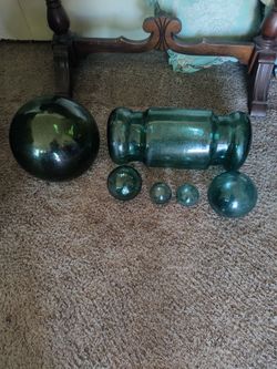 Vintage Green Glass Fishing Float Collection