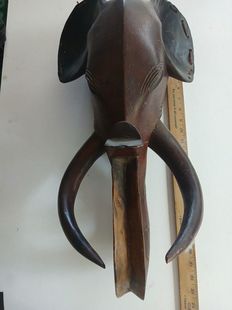 Older Wood Carving Of An Elephant