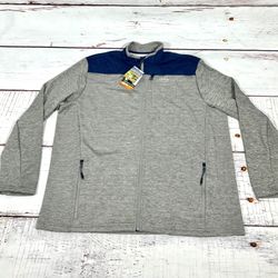 NEW ORVIS Jacket Bonded Mesh Full Zip Fleece Jacket Gray And Blue Mens Sz 2xl