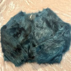 free people faux fur Dark green coat