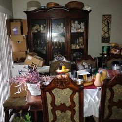 Ashley Cherry Wood Dining Table And China Cabinet