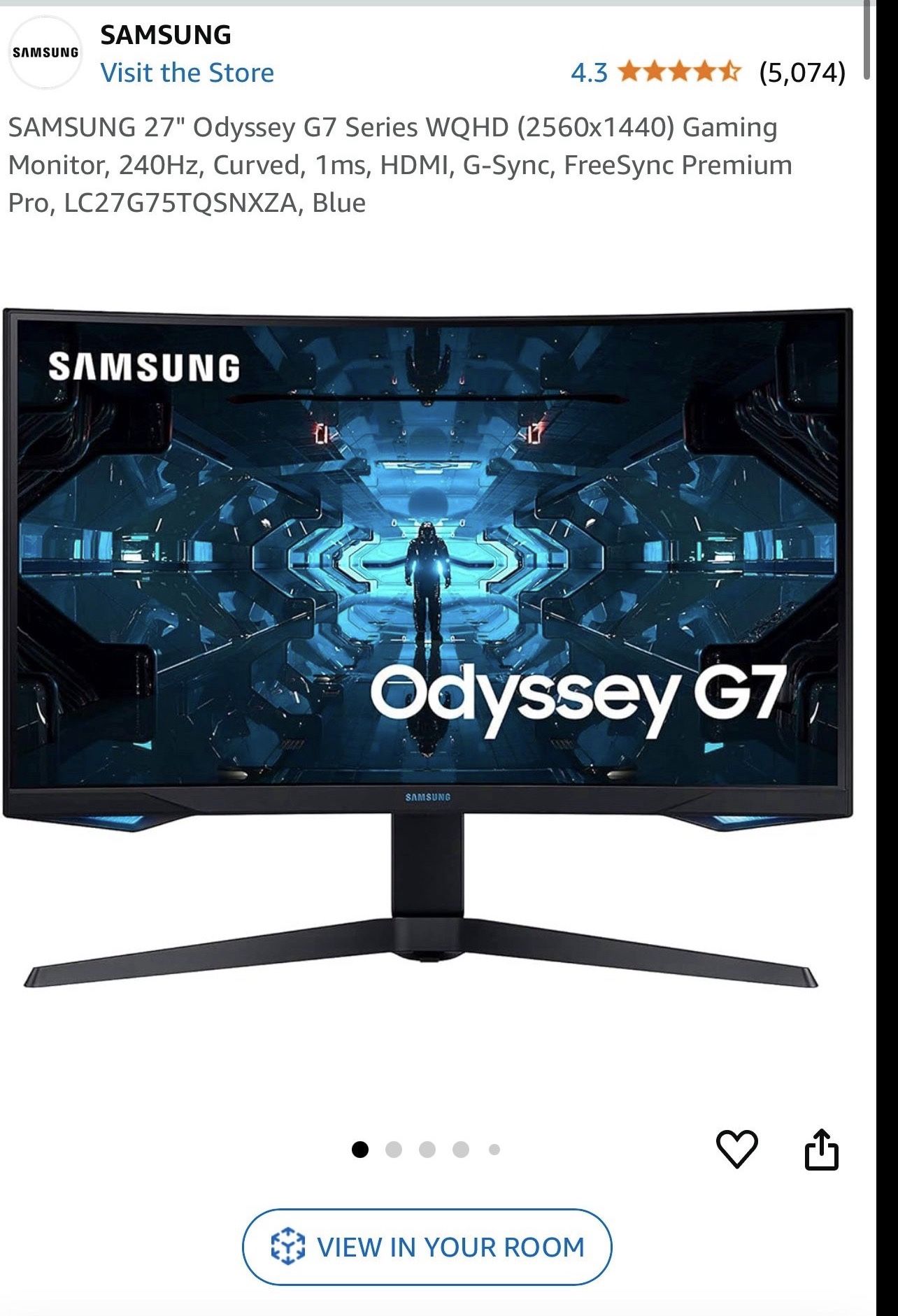 Samsung Odyssey G7 Samsung 240hz 27 Curved Samsung Odyssey G7