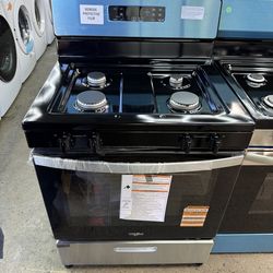New open box Whirlpool 30 in. 4 Burner Freestanding Gas Range in. Stainless Steel