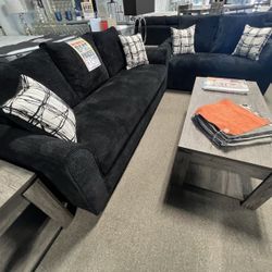 2Pc Black Sofa & Loveseat $1399🖤😌