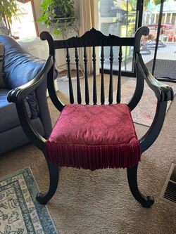 Antique Style Black Wood Accent Chair