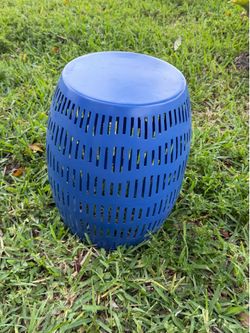 Indoor or outdoor blue metal accent table 11x18
