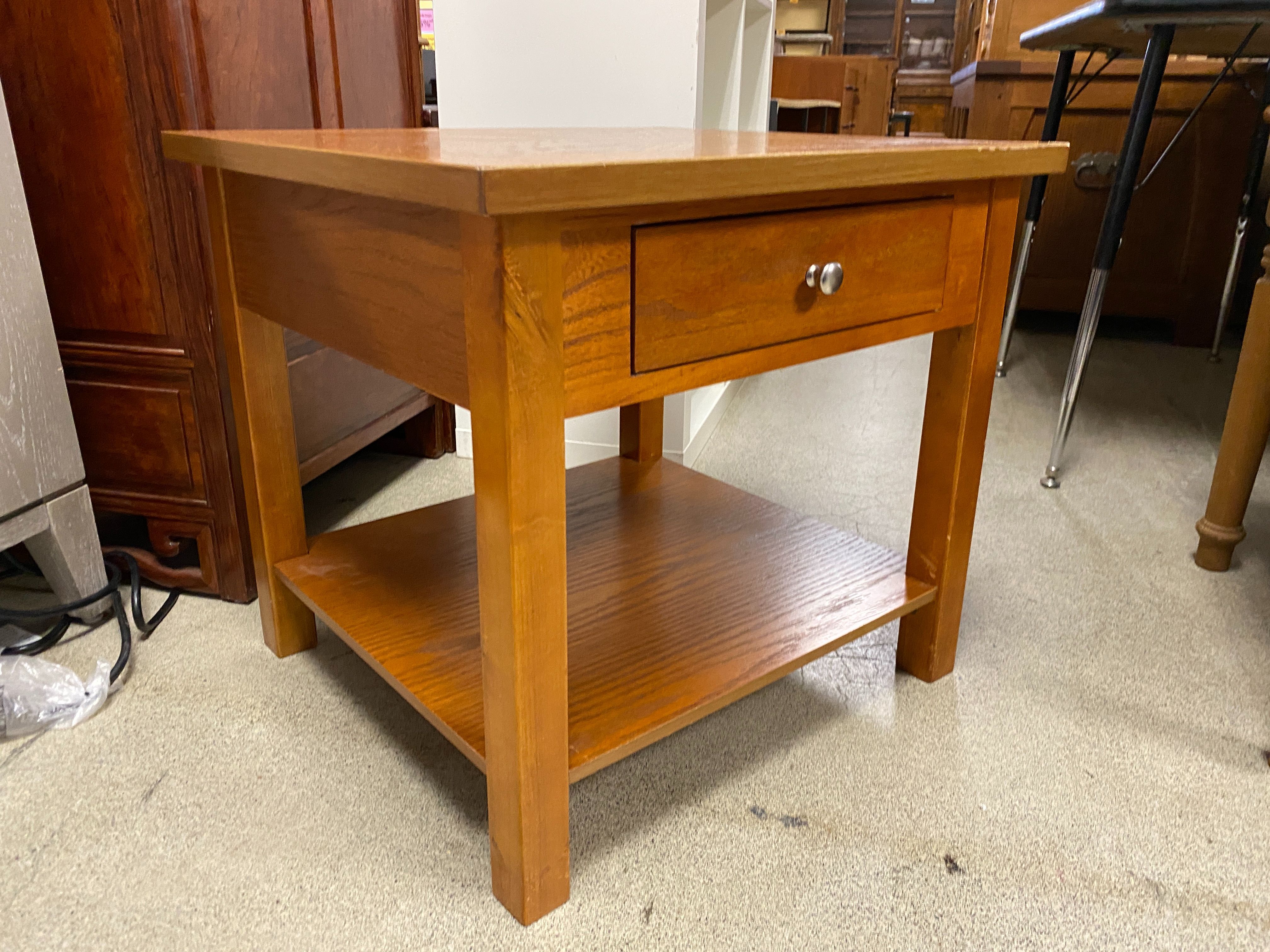 Pecan Wood Accent Table w/ Drawer