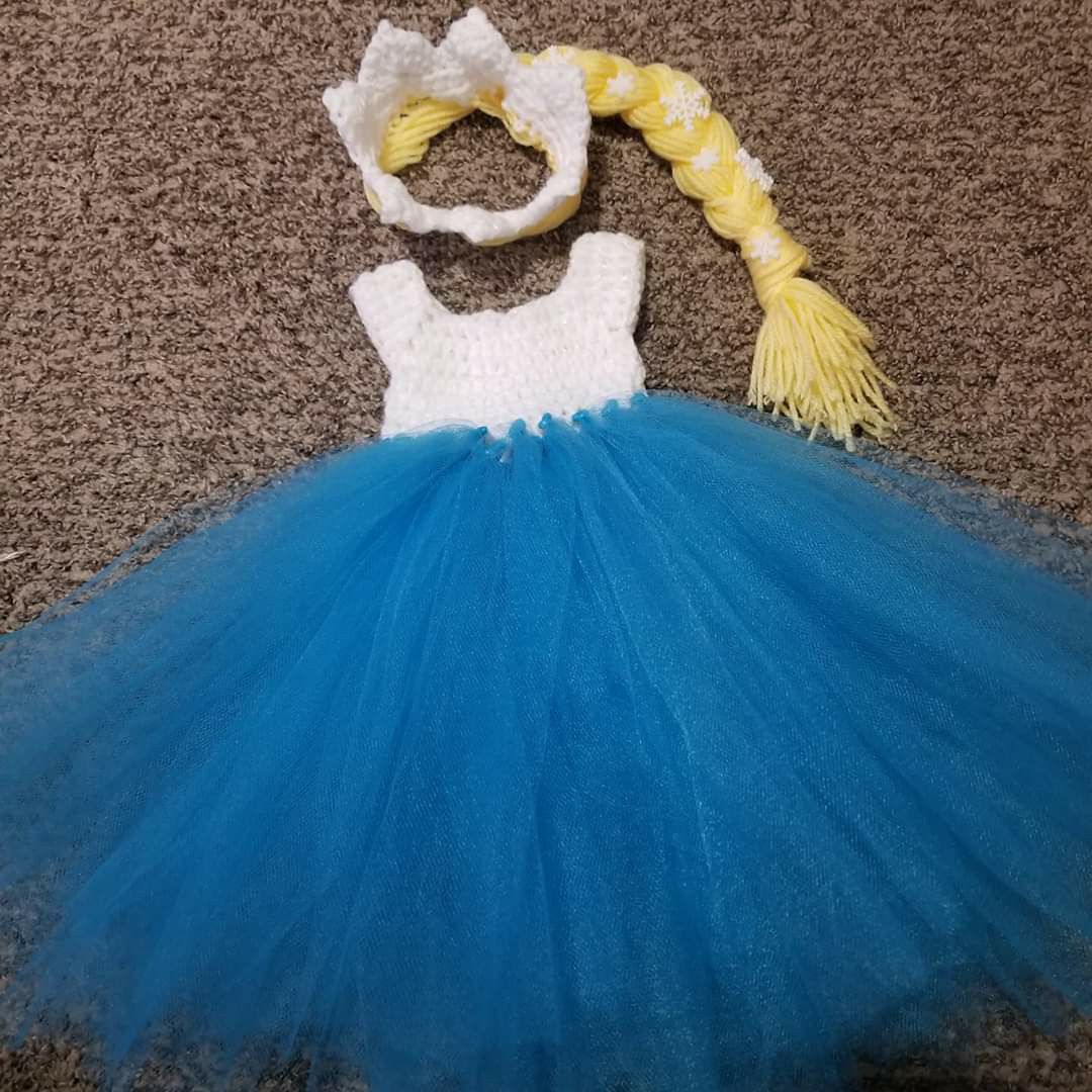 0-3 months crochet tulle Elsa baby set