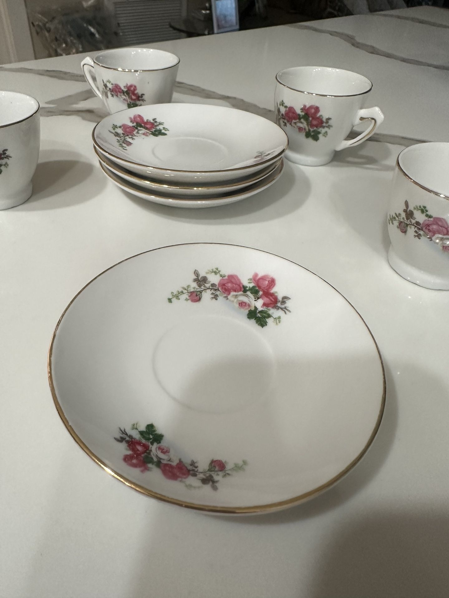 Antique Gold Trimmed china Coffee Cups And Saucers
