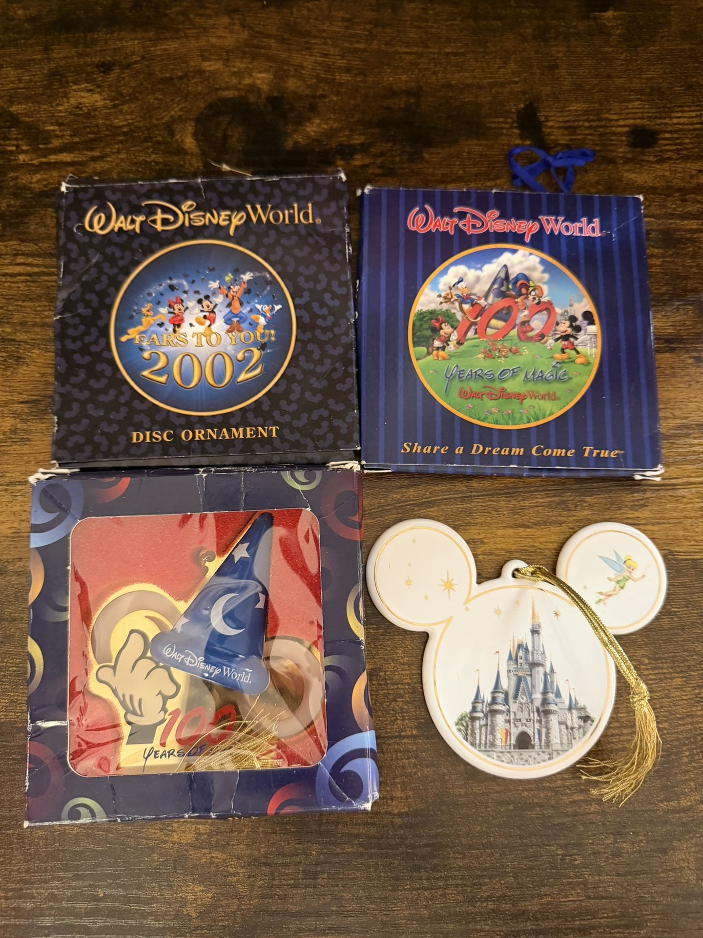 4x Disney Christmas Ornaments Collectibles 2002 100 Years