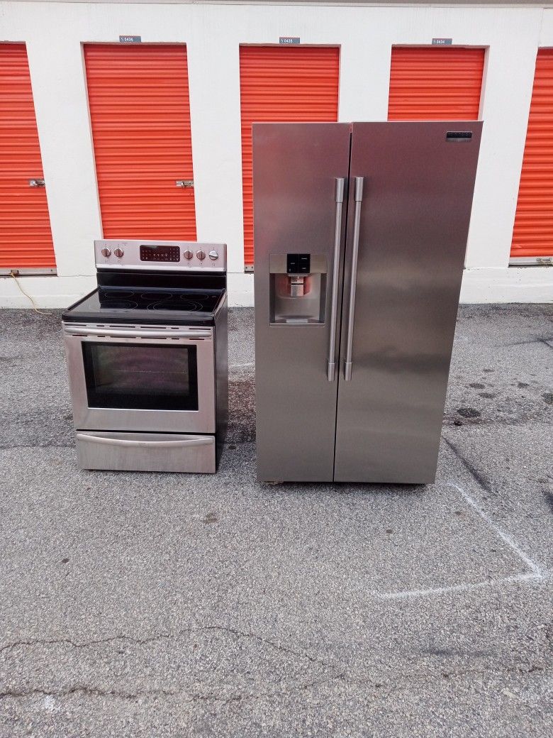 Frigidaire Side By Size Refrigerator And Frigidaire Stove Stainless Steel