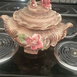 Vintage Large Footed Capodimonte Porcelain Tureen