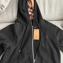 Burberry Black Zip Up Hoodie Size Large