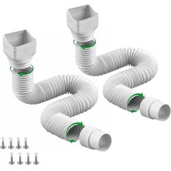 2 Pack Rain Gutter Downspout Extensions, Flexible Downspout Extender for Rainwater Drainage, Down Spout Drain Extension Pipe, Extendable from 21 to 62