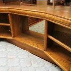 Arbek Solid Oak King Headboard w/ Lights, Outlets, Phone Jack & Hidden Compartment
