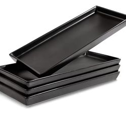 3 Black Ceramic Serving Platters