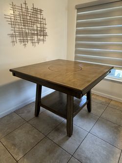 Counter Height Dining Table Set with Lazy Susan