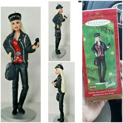 2000 Harley Davidson Barbie Hallmark Keepsake Ornament HD Biker Black Outfit U16

