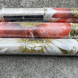 3 Rolls Of Unopened Vintage Adhesive Wall Paper