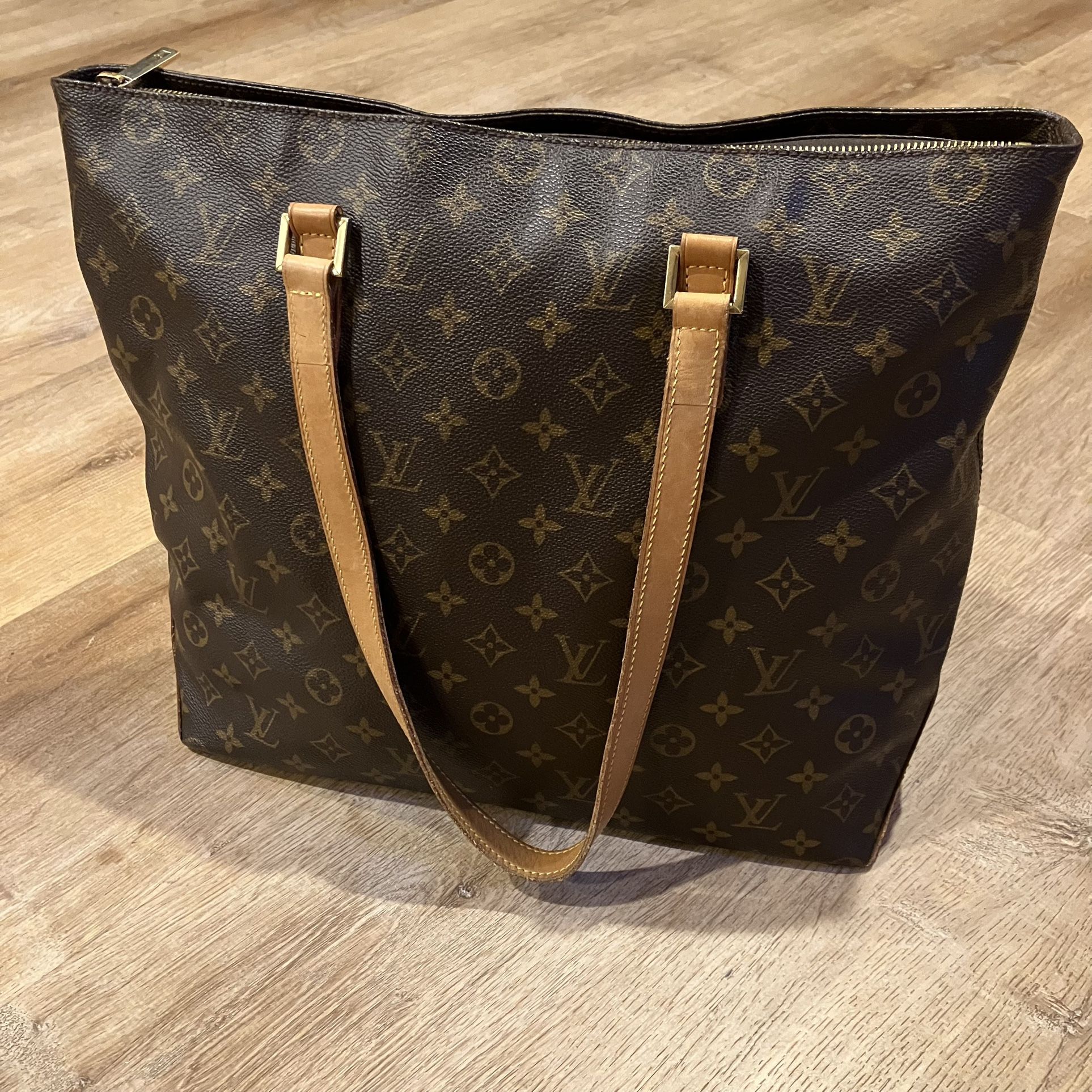 Louis Vuitton Cabas Piano Tote Monogram Canvas Brown Bag Shoulder Hand Zip CLEAN