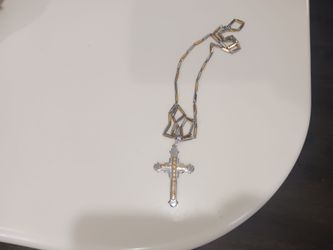 Real Stainless Steel Chain Gold Plated With white Topaz