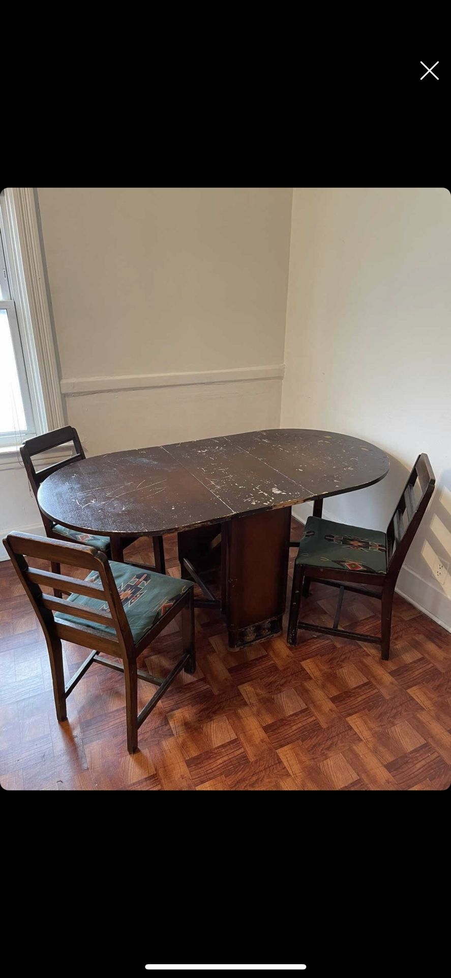 Vintage Antique Mid century wood 1930s 40s Table And Chairs Dining Set