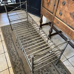 Wrought Iron Bench in Silver Gray