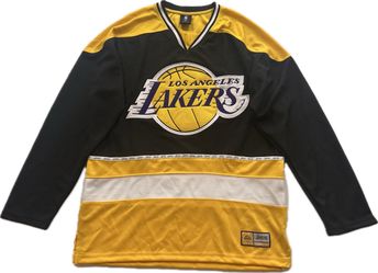 Los Angeles Lakers Men’s Hockey Jersey Small-Large New Embroidered Logo Black Yellow