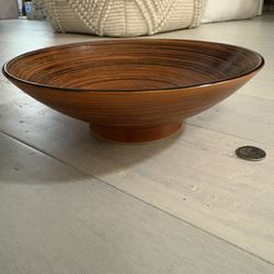 Kafuh Japan Stoneware Rice Bowl – Spiral Glaze Brown Green Orange – Stamped – Never Used