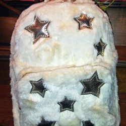 New Small Fur Sherpa Backpack with Star Accents