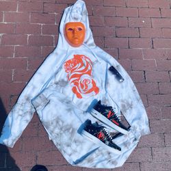 Orange Tye-Dye Hoodie Set