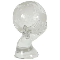 Crystal Sculpture of Hand Holding the World