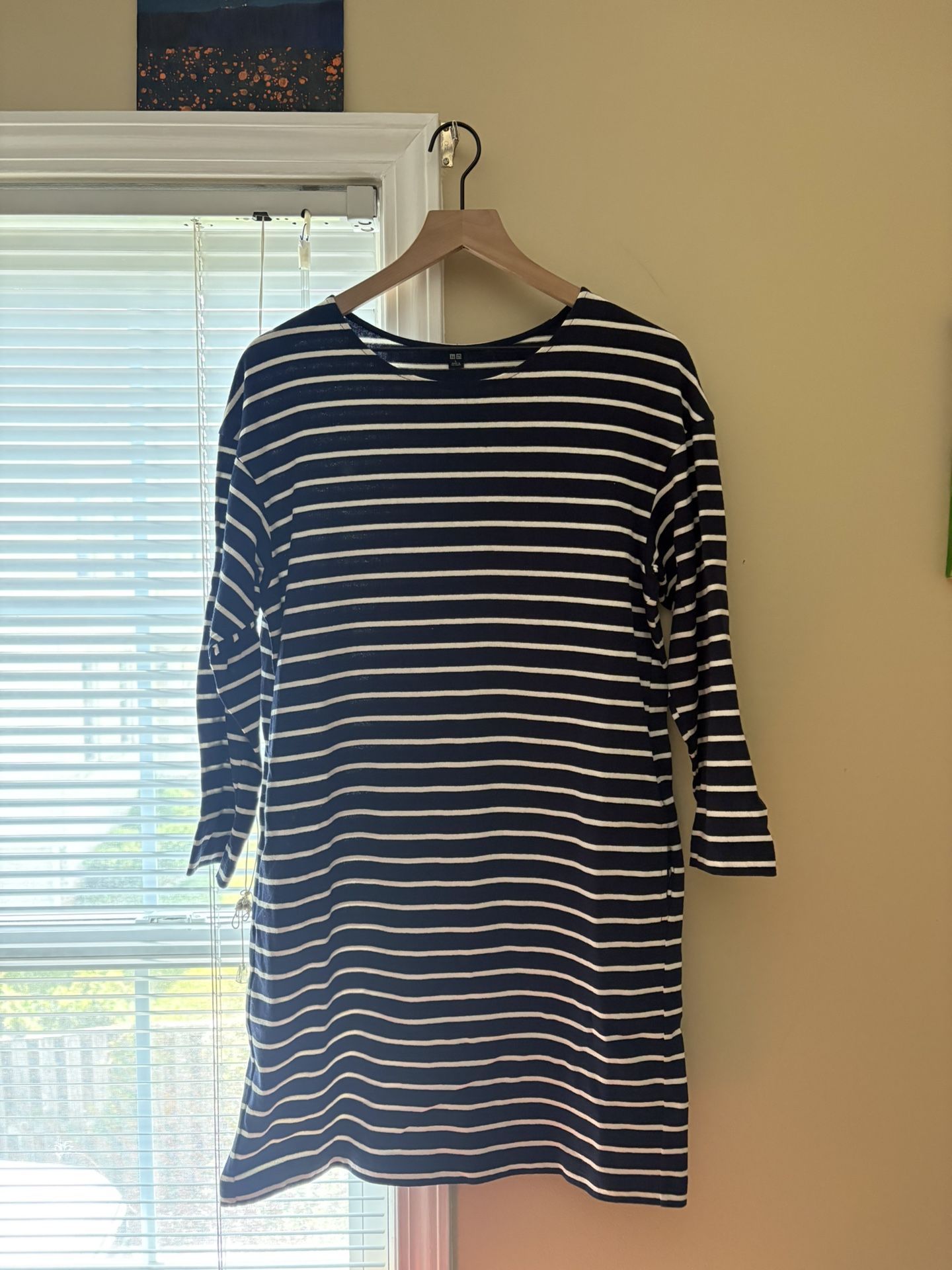 Uniqlo Women’s Midi Dress, Navy/White