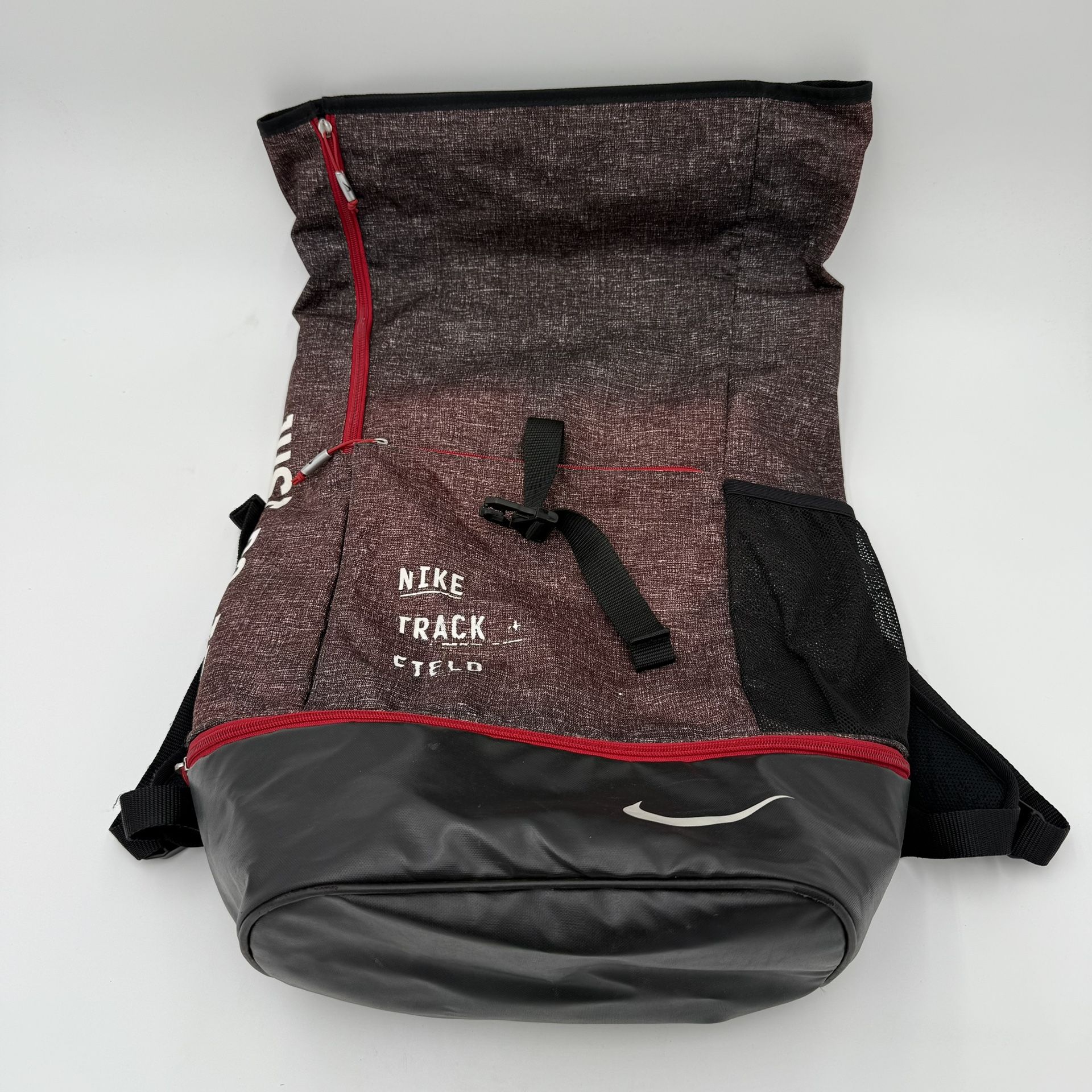 Nike Track & Field Rolltop Backpack Red Black Gym Bag Shoe Compartment Sports