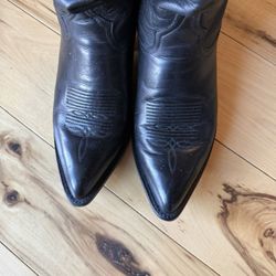 TONY LAMA MENS BLACK OL BUCK DEER SKIN J-TOE WESTERN COWBOY BOOTS