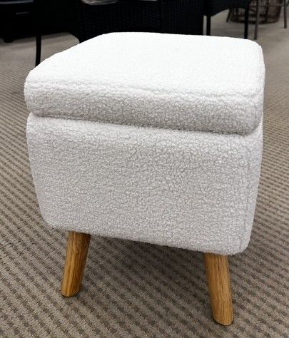 Small Ottoman with Storage White