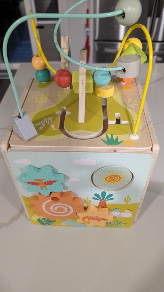 Toddler Cube Toy (W/ Shape Sorter, Bead Maze)