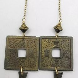 Pair of Metal Chinese Coin Charms with 1/20 14k GF findings