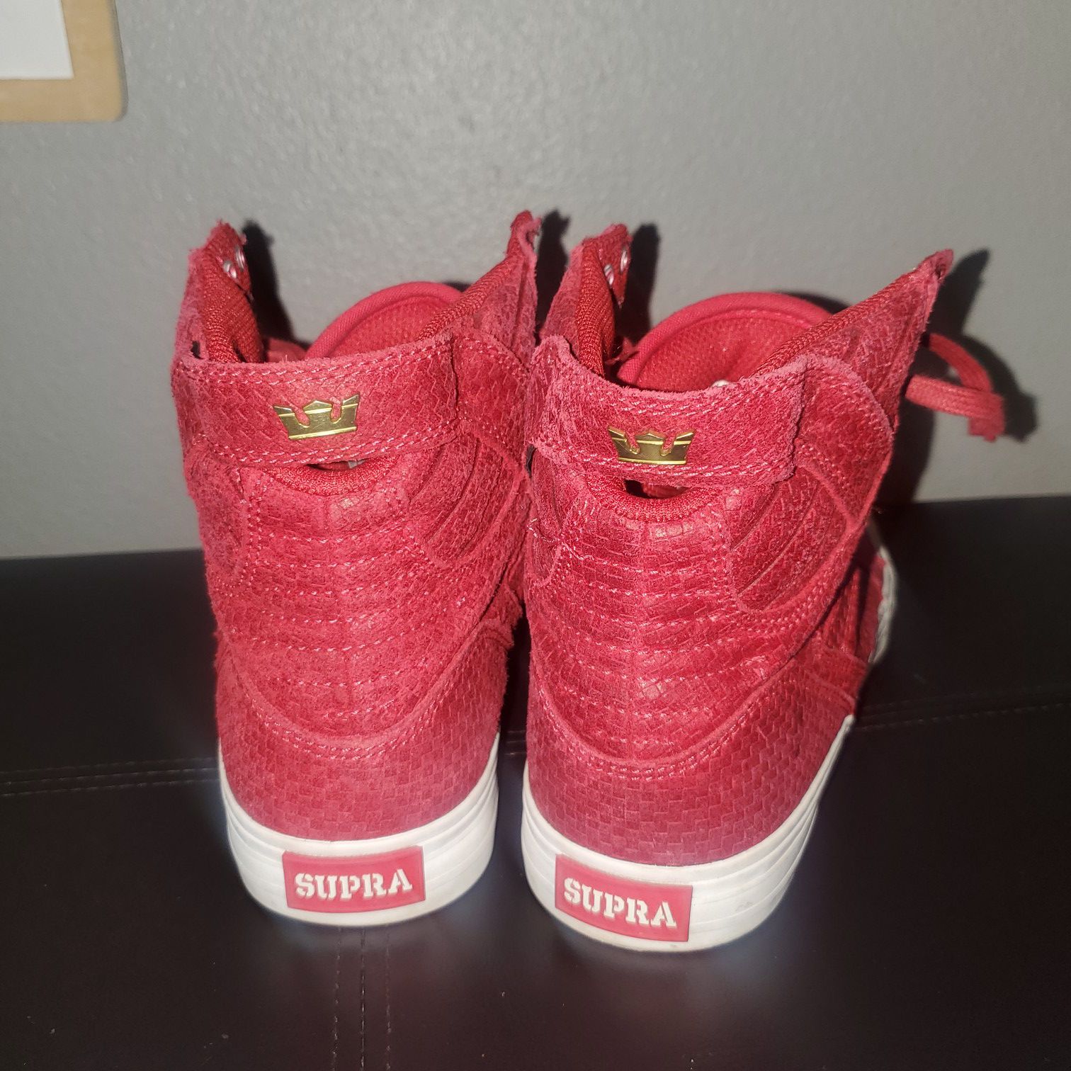 Sold at Auction: US Supra Sneakers, Muska 001 Red High Tops, Size