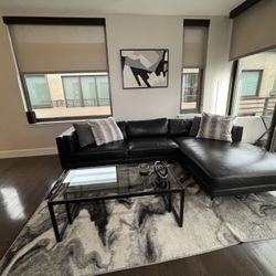 Genuine Leather sectional , Table, and Rug