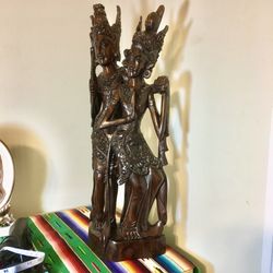 Rama and Sita - 24” tall Balinese Wood Statue