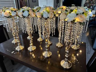Chandelier centerpieces and led lights(no flowers )