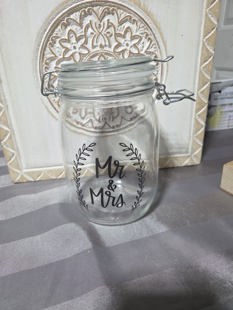 NEW MR & MRS MASON JAR